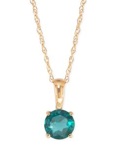 Simple and sophisticated style emanates from this stunning birthstone pendant collection in 14k gold. 14K gold or 14K white gold; varies by stone. Approximate length: 18". Approximate drop: 1/3". Tarnish Resistant Green Round Jewelry, Green Tarnish Resistant Round Jewelry, Macy's Gemstone Jewelry Round Cut, Macy's Gemstone Jewelry With Round Cut, Yellow Gold Birthstone Necklace For May, Classic Yellow Gold May Birthstone Necklace, 14k Gold May Birthstone Necklace, 14k Gold May Birthstone Fine Jewelry Necklace, Classic 14k Gold May Birthstone Necklace