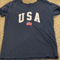 Blue Never Worn Usa T-Shirt New York T Shirts, Vintage Brandy Melville, Thrifted T Shirts, Old Brandy Melville, Brandy Clothes, Bur Basket, Tsitp Dr, Cricket Shirts, Brandy Fits