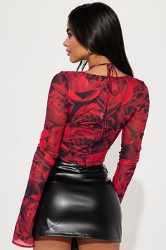 Available In Red/combo. Corset Top Long Sleeve Underwire Boning Strappy Detail Back Zipper Closure Floral Print Mesh Stretch Disclaimer: Floral Print Placement May Vary. Shell: 92% Polyester 8% Spandex Lining: 100% Polyester Imported | Miranda Mesh Floral Corset Top in Red size 2X by Fashion Nova Corset Top Long Sleeve, Floral Corset Top, Floral Corset, Knit Tops, Personal Marketing, Corset Top, Sweater Jacket, Mock Neck, Mesh Top