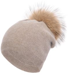 PRICES MAY VARY. 【Material】- This khaki cashmere beanie hat is made of high-quality yarn, carefully selected cashmere, high-grade wool and premium acrylic materials, ensuring its lightweight, soft, warm and comfortable characteristics, is skin-friendly. 【Gorgeous Real Fur Pompom】- Our khaki fur pom pom balls are made of soft and fluffy animal fur. All khaki pompoms are handcrafted with great care to ensure their plumpness, and can be easily detached and reattached, making cleaning more convenien Winter Hat Pom, Hat With Pom, Cashmere Winter Hats, Stocking Hats For Women Winter, Removable Pom Pom Hat, Caps Outfit, Knit Stocking, Womens Slouchy Beanie, Fur Pom Pom Hat