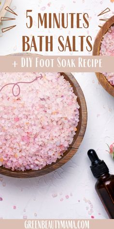 How to make and how to use relaxing DIY rose bath salts with essential oil and Epsom salt. Making fragrant jars of homemade rose bath salts is the perfect self-care treat. Plus, they are incredibly budget-friendly and super easy to make. This homemade bath soak recipe is relaxing and rejuvenating, does a great do-it-yourself project to pamper yourself, and is also a wonderful gift. Rose Bath Salts Diy, Diy Bath Salts With Essential Oils, Homemade Bath Salts Recipe, Diy Bath Soak, Diy Foot Soak, Foot Soak Recipe, Bath Soak Recipe, Rose Bath Salts, Bath Salts Recipe