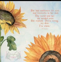 a watercolor painting of two sunflowers with a bible verse written on the back