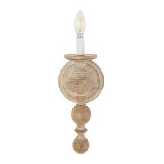 a wooden candle holder with a white candle