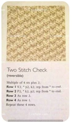 the two stitch check is shown with instructions for how to sew and how to use it