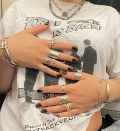 Rings For Chunky Fingers, Chunky Ring Aesthetic, Chunky Gem Rings, Chunky Accessories Aesthetic, A Lot Of Rings On Hand, Chunky Silver Rings Aesthetic Grunge, Rings Chunky Silver, Chunky Silver Rings Grunge, Chunky Rings Aesthetic Silver