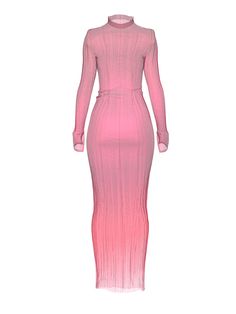 Maxi dress with a turtleneck. THIS IS A DIGITAL ITEM, IT ONLY EXISTS DIGITALLY AND WILL BE APPLIED TO YOUR PHOTO(s). Color: pink. Material: digital knit. Digital clothes fit all sizes. About the drop: “Elle” is a collection of digital pieces: shining, different, in some ways identical, in some ways unique and unrepeatable. It is a collection that is created from two capsules — dresses and corsets. At the same time visually divided into 3 silhouette lines: corsets, voluminous dresses, sheath dres