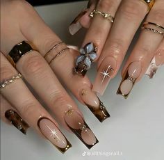 Brown Acrylic Nails, Brown Acrylic, Mirror Nails, Simple Acrylic Nails, Classy Acrylic Nails, Classic Nails