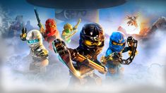 the lego movie poster is shown with many different characters in front of a blue background