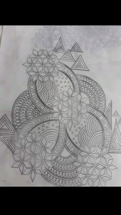 a drawing on paper with an intricate design