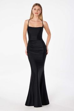 Make a lasting impression with this enchanting spaghetti straps long evening dress. Featuring an elegant illusion scoop neck, sleeveless design, and a striking open criss-cross corset back, this gown exudes sophistication. Perfect for galas, proms, or formal evenings, the dress combines timeless beauty with a contemporary touch. Available for wholesale, ensuring style meets affordability. Long Corset Dress, Criss Cross Back Dress, Gown Making, Plus Size Homecoming Dresses, Debutante Dresses, Emerald Green Prom Dress, Lavender Prom Dresses, Maternity Evening Dress, Fitted Bodycon Dress