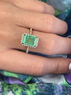 Halo Natural Colombian Emerald Ring in 14k Solid Gold, Natural Emerald With Natural Diamonds, Halo Emerald Ring, Emerald Engagement Ring - Etsy Colombian Emerald Ring, Emerald Wedding Rings, Emerald Diamond Ring, Colombian Emeralds, Sterling Silver Engagement Rings, Emerald Engagement Ring, Natural Emerald, Emerald Diamond, Emerald Ring