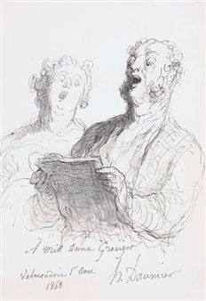 a drawing of two people sitting next to each other in front of a white background