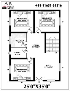 the floor plan for a house with 2 bedroom and an attached bathroom, which is also in