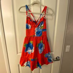 Nwt. Straps Can Be Worn As A Halter. Fitted Red Sundress, Red Sundress Mini Dress For Spring, Summer Red A-line Dress, Red Lined Mini Dress For Day Out, Red Sundress For Spring, Red A-line Summer Dress, Summer A-line Red Dress, Red Lined Dress For Day Out, Summer Red A-line Sundress