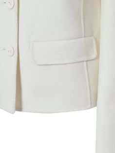 88% Virgin wool, 6% Silk, 6% Cashmere Lining: 100% Polyester Timeless White Outerwear With Concealed Placket, White Wool Blazer With Lapel Collar, Classic Structured Single-breasted Outerwear, White Timeless Wool Outerwear, Timeless White Wool Outerwear, White Wool Outerwear With Notch Lapel, White Wool Outerwear For Office, Winter Wool Sport Coat With Button Cuffs, Wool Sport Coat With Button Cuffs For Winter