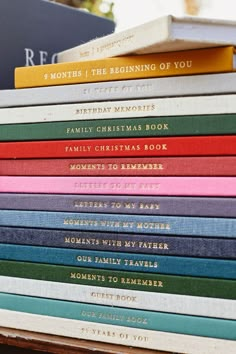 a stack of books sitting on top of each other