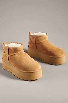 * Sheepskin upper, insole* Rubber sole* Pull-on styling* Imported Platform Mini Uggs, Ugg Platform, Mini Uggs, Pink Ugg Boots, Waterproof Uggs, Heels And Sneakers, Ugg Ultra Mini, Spring Summer Shoes, Ugg Bailey Button