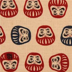 beige structured Daruma doll Cosmo fabric from Japan Country Sketches, Japan Crafts, Japan Painting, Kimono Japan, Tattoo Project, Japan Culture, Maneki Neko