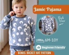 Craft Comfort, Dream Big: Sew Snuggly Nights with Our Kids' Pajama Sweatshirt Patterns! Dive into the joy of crafting with our irresistibly cute and beginner-friendly sewing patterns! Create this adorable outfits for your little ones in just a few hours. The patterns are instantly available for download. 💝 Get more than 130 patterns and all our new patterns forever with our Whole Shop Bundle:  👉 www.etsy.com/listing/1728572165 Check all our Coats, Jackets & Hoodies here 👉 https://etsy.me/4aiA Kids Sweatshirt Pattern, Pajama Sewing Pattern, Sweatshirt Sewing Pattern, Sweatshirt Sewing, Boy Pajamas, Sweatshirt Pattern, Bucket Hat Pattern, Adorable Outfits, Sewing Patterns For Kids