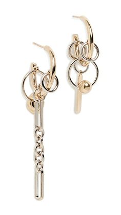 Justine Clenquet Iris Earrings | SHOPBOP Trendy Hoop Jewelry With Charms, Trendy Hoop Charms Jewelry, Metal Dangle Hoop Earrings With Charms, Modern Sterling Silver Earrings With Dangling Charms, Modern Metal Jewelry With Charms, Modern Gold Jewelry With Dangling Charms, Modern Gold-tone Metal Hoop Earrings, Chic Metal Jewelry With Charms, Chic Metal Charm Jewelry