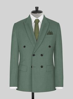 If you treat yourself to some new tailoring, you can't go wrong with our Sage Green Double Breasted Jacket, which offers a trendy statement-making ensemble that is both timeless and adaptable. Our super 120's wool jacket is made with a blend of wool and poly, whereas a solid pattern and green hue instantly give the outfit an eye-catching twist. An excellent option for a fantastic night out or attending a wedding.    Look Includes   Sage Green Fabric  Double Breasted Jacket Style  Peak Lapel   Ho Wool Double Breasted Suit With Suit Collar, Business Tweed Jacket With Double-breasted Button And Long Sleeves, Business Long Sleeve Tweed Jacket With Double-breasted Buttons, Elegant Double-breasted Wool Three-piece Suit, Double-breasted Wool Suits With Concealed Placket, Wool Double Breasted Suit With Long Sleeves, Tailored Double-breasted Wool Suits, Tailored Wool Double-breasted Suit, Wool Double-breasted Long-sleeve Suit