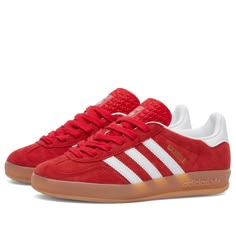 Adidas Gazelle Indoor Better Scarlet, White & Gum | END. Rome Outfits, Gender Neutral Style, Adidas Gazelle Indoor, Outfit Inso, Indoor Shoes, Indoor Sports, Swimming Outfit, Street Culture, Red Adidas