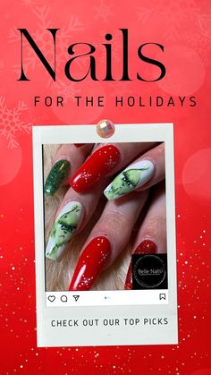 Christmas nail art designs you can do at home or bring to your nail tech! Christmas nail ideas. Christmas nails acrylic. Simple Christmas nails, trendy Christmas nails, Xmas acrylic nails, holiday nails winter for Christmas. Cute Christmas nail designs. Matte winter nails. Sparkle Christmas nails acrylic. Long Christmas nail designs. The grinch Christmas nail design. Candy cane nails. Gold Christmas nail designs. Short Christmas nail designs. Nail Designs Short Christmas, Christmas Nails Acrylic Simple, Gold Christmas Nail Designs, Matte Winter Nails, Sparkle Christmas Nails, Xmas Acrylic Nails, Acrylic Nails Holiday, Recreate Yourself