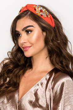 Fun and stylish. Dress up your hair style with these beautifully beaded headbands. A great piece to add to your accessories collection.Size - 6.29" x 6.29"Wider Coverage 2.36" One Size Fit AllColors - Orange, BeigeMaterial - Cloth +Alloy+Rhinestone+Pearl