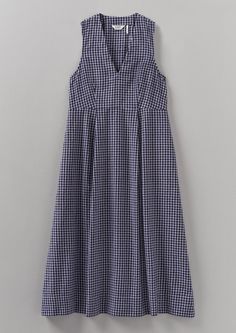 Freya Gingham Crinkle Cotton Dress | Brick/Black | TOAST Toast Clothing, Modest Mom, Workwear Dresses, Floral Print Dresses, Crinkle Cotton, Dress Lilac, Voluminous Skirt, Simple Clothing, Boat Neck Dress