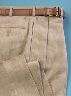 Cream and Nut Glen Plaid Trousers in Pure Linen A Man In A Suit, Man In A Suit, Cream Pants, Plaid Trousers, Men Cream, Western Work, Glen Plaid, Men Classic, Mens Dress Pants