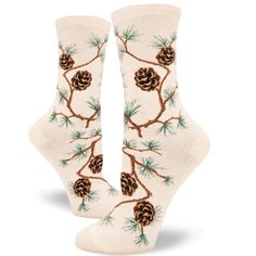 Pinecone Women's Crew Socks - John's Crazy Socks Bellingham Washington, Sock Lovers, Socks Design, Funky Socks, Women Crew Socks, Personal Aesthetic, Women's Socks, Women Socks, Crazy Socks