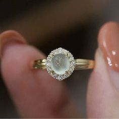 White Moonstone Gold Plated Simulated Diamonds Round Moonstone Ring, Engagement Ring Moonstone, Moonstone Engagement Ring, White Moonstone, Stone Gold, Ring Color, Gold Plated Rings, Moonstone Ring, Womens Jewelry Rings