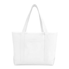 DALIX brings quality and convenience to complement your outings. Our Cotton Canvas shopping tote is not only easy on the eyes, but is also very durable with 24 oz. quality material and stitching. A full-zip shopping tote that prevents your belongings from falling out featuring a front pocket for extra storage. A delightful white body with two toned custom color, handpicked by the DALIX team. Find out how to Clean Your Tote Bag White Cotton Shoulder Bag For On-the-go, Functional White Bags For On-the-go, Sporty Cotton Bags For Daily Use, Sporty Solid Color Bag For Daily Use, White Canvas Bag With Zipper Pocket For On-the-go, Everyday White Canvas Bag With Zipper Closure, Everyday White Canvas Bag With Zipper, White Canvas Bags With Zipper Closure, White Cotton Canvas Bag For On-the-go