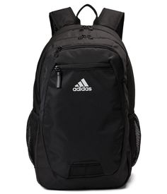 The primary materials that compose this product contain a minimum of 20 percent recycled content..The adidas® Foundation 6 Backpack looks stylish and offers enhanced space to carry essentials when heading out..Recycled polyester construction..Zippered closure..Top handle and two adjustable shoulder straps..Three zippered exterior pockets..Zippered interior pocket..Two exterior pockets..Interior pocket..Branding detail on the exterior..Recycled polyester lining..Imported..Measurements: Bottom Width: 12 1/2 in Middle Width: 12 in Top Width: 8 3/4 in Depth: 7 in Height: 19 1/4 in Strap Length: 33 1/2 in Strap Drop: 15 in Handle Length: 8 in Handle Drop: 3 1/4 in Weight: 8 oz Adidas Bags, Personal Shopping, Travel Gear, Travel Luggage, Luggage Bags, Top Handle, Shoulder Straps, Backpacks, Adidas