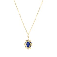 Featuring a cushion cut gemstone measuring approx. 11.0 x 8.5mm, additionally set with four Round Brilliant cut diamonds weighing app. 0.02ctw., suspended from a 16 inch chain, fashioned in 18k yellow or white gold. Contemporary. Elegant Cushion Cut Jewelry With Gemstone Accents, Elegant Cabochon Sapphire Jewelry, Elegant Sapphire Cabochon Jewelry, Sapphire Jewelry With Single Cut Diamonds As A Gift, Sapphire Jewelry With Single Cut Diamonds For Gift, Yellow Gold Cushion Cut Necklace As A Gift, Cushion Cut Diamond Jewelry With Polished Finish, Diamond Jewelry With Polished Finish And Cushion Cut, Cushion Cut Yellow Gold Necklace Gift