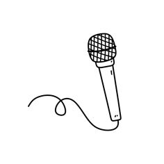 a black and white drawing of a microphone