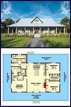 two story house plans with an open floor plan for the front and back of the house