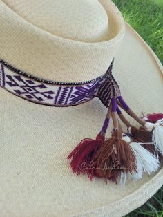 "Andean Peruvian hatbands are the perfect accessory for your hat and give it a beautiful and traditional look. Made by artisans in small communities in Cusco - Peru. Alpaca Wool Made in Peru Measurement approx: 34\" (26-inch woven band and 4-inch ties on each lateral side)  x 1.5\" inch. **Hat is NOT included in the sale. Please note that color variations and slight imperfections are natural in handmade items. Colors may appear different on each screen. Fast shipping ✈ !! Thank you for visiting Handmade Fedora Mini Hat For Rodeo, White Handmade Bohemian Felt Hat, Bohemian Handmade Hat Bands For Gift, Handwoven Flat Brim Hat For Rodeo, Festival Fedora Hat, Woven, Adjustable Wide Brim Felt Hat As Gift, Western Style Woven Fedora For Festivals, Handmade Country Hat Band With Curved Brim, Handmade Country Hat Bands With Curved Brim