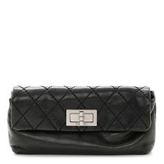 This is an authentic CHANEL Lambskin Quilted 2.55 Reissue Pouch in Black. This stylish clutch wallet is crafted of textured diamond quilted calfskin leather in black. The bag features a silver mademoiselle lock on the front flap. This opens to a black fabric interior with a zipper compartment. Formal Quilted Clutch, Elegant Quilted Clutch For Evening, Elegant Quilted Evening Clutch, Classic Leather Clutch With Silver-tone Hardware, Elegant Quilted Wallet For Formal Occasions, Elegant Quilted Wallets For Formal Occasions, Chic Quilted Evening Clutch, Elegant Quilted Clutch For Formal Occasions, Quilted Clutch For Evening