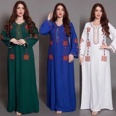 Top Seller for Muslim Embroidery Robe Jilbab Evening Women Long Dress Abaya Ramadan Kaftan Arab, Stunning Womens Dresses Ramadan Kaftan, Embroidery Abaya, Dress Islamic, Dress Abaya, Women Embroidery, Women Long Dress, Islamic Dress, Abaya Dress, Party Gown