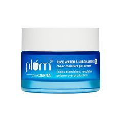 Plum 2% Niacinamide & Rice Water Oil-Free Gel Cream Moisturizer | All-Day Non-sticky Hydration | Brightens, Fades Blemishes & Dark Spots | Light, Winter Moisturizing Cream | Dermatologically Tested | All Skin Types | Women & Men | 100% Vegan | 50 g Moisturizer For Face, Post Acne Marks, Skin Care Basics, Cream Moisturizer, Rice Water, Acne Marks, Brighten Skin, Vitamin B3, Gel Moisturizer