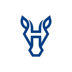 an animal's head is shown in blue on a white background with the letter h