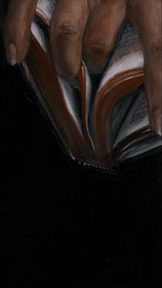 a painting of hands holding an open book