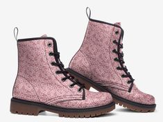 Rubber sole Faux Leather Padded collar for added comfort Lace-up front Wide Fit Vegan Leather Boots, Rose Pastel, Pastel Pink, Pink And White, Leather Boots, Vegan Leather, Rubber Sole, Shoe Boots, Bathing Beauties