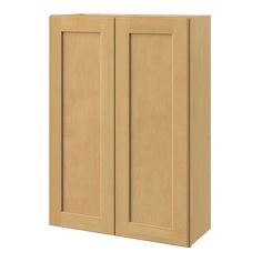 a wooden cabinet with two doors on one side and an open door on the other