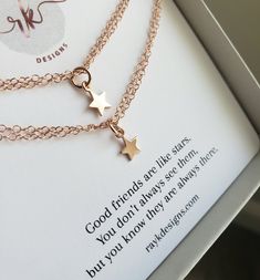 set of 2 teeny tiny star charm bracelets. Choose from sterling silver, 14k gf or rose gold fill. 6.5-7.5'' adjustable chain. Best Friend Long Distance, Star Bracelets, Relationship Necklaces, Long Distance Friendship Gifts, Best Friend Bracelet, Good Friends Are Like Stars, Distance Friendship, Friend Bracelet, Best Friend Bracelets