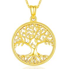 PRICES MAY VARY. ❤Design: The tree of life exudes vigorous vitality. As the necklace swings, the sterling silver pendant will shine, and symbol of good luck,health,growth and strength.You can actually wear this necklace with the sides facing outwards, as both of them have unique patterns. ❤Material: Real 925 sterling silver tree of life necklace, hypoallergenic,tarnish resistant, and features a high-quality Italian chain, plated with platinum, the surface looks more shiny and delicate. ❤Size: tr Christmas Tree Necklace, Grandma Friends, Silver Clothing, Italian Chain, Feminine Necklace, Tree Of Life Jewelry, Family Tree Necklace, Sterling Pendant, Tree Necklace