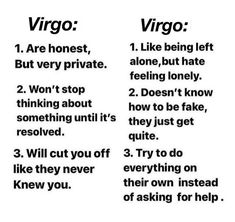 the rules for virgo are shown in black and white, with text above them