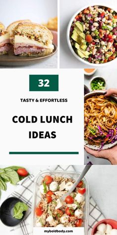 collage of cold lunch ideas with text overlay