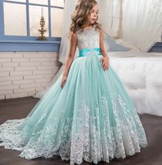 Beautiful gown dress for baby girls. Perfect for any formal events. Long Dress Bridesmaid, Girls Long Dresses, Girls Dresses Online, Tulle Flower Girl, American Doll Clothes, Princess Wedding Dress, Flower Girl Dresses Tulle, Ankle Length Dress, Cute Prom Dresses